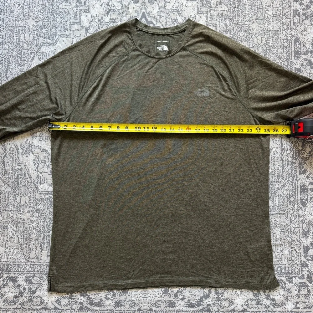 North Face Shirt Men's XXL Dark Green Long Sleeve Crew Neck Lightweight